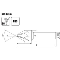 Countershink NWSa DIN 334 60/25 HSS - zdjęcie 2