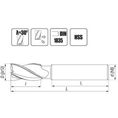 End Mill NFPa 6 DIN 844 AKN HSS - zdjęcie 3