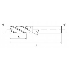 Carbide end mill 5 Z-4 VHM 45 HRC - Cutting-tools24.com