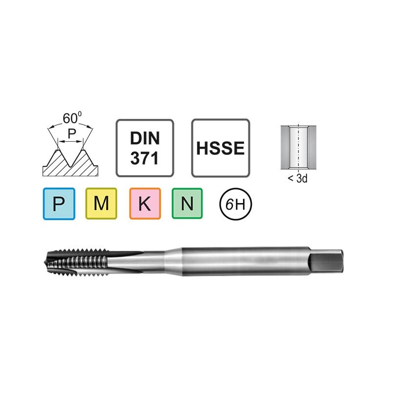 Machine Thread M8 DIN 371 B HSSE - Through-hole.