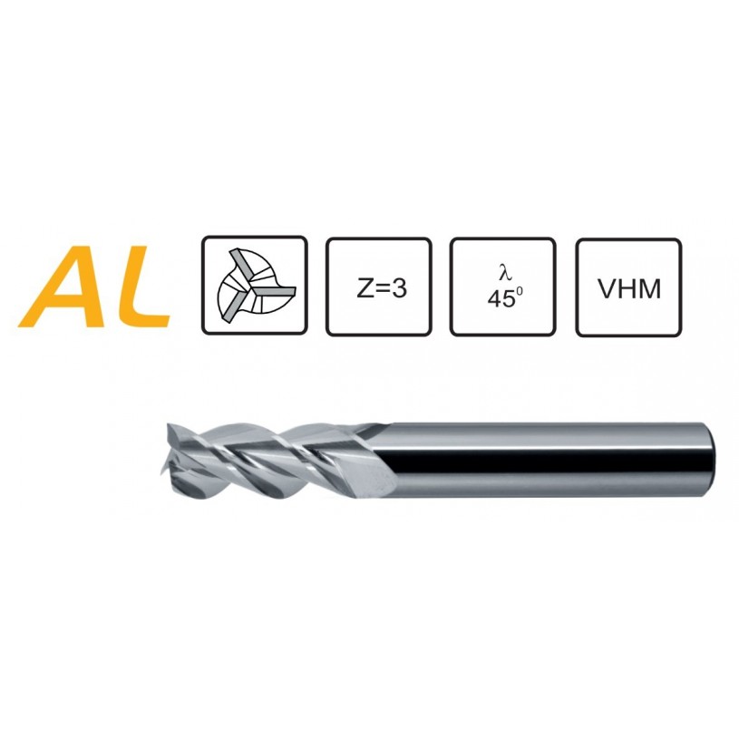 Carbide end mill 9 Z-3 VHM 48 HRC HA - Cutting-tools24.com