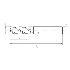 Carbide end mill aluminium 4 mm - Z-3 VHM Carbide - photo 1