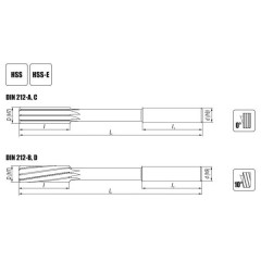 Reamer NRTd 12 H7 DIN 212 HSS - zdjęcie 2