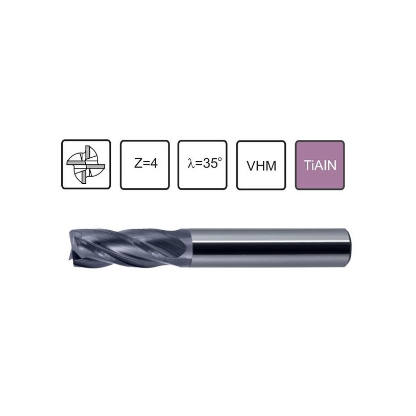 Carbide end mill 4 Z-4 VHM 45 HRC - Cutting-tools24.com