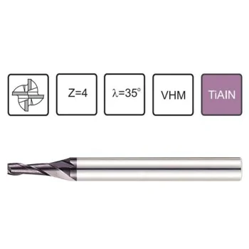 Carbide end mill 1.5 Z-2 VHM 45 HRC reinforced