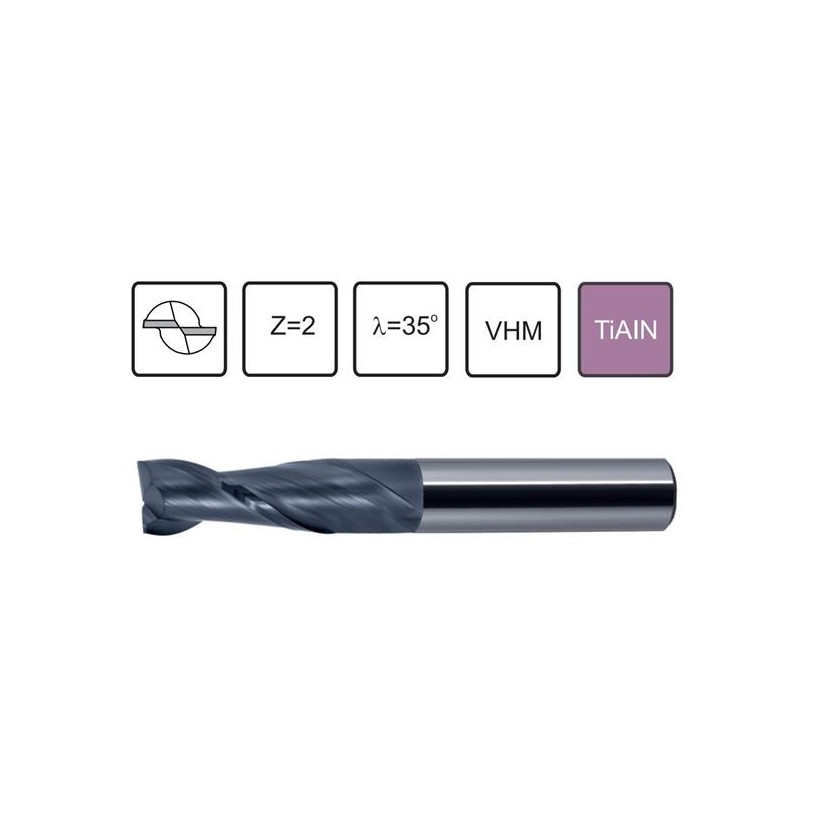 Carbide end mill 6 Z-2 VHM 45 HRC - Cutting-tools24.com