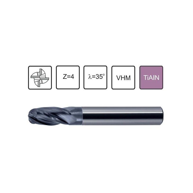 Carbide End Mill PROM. WEWN. 5 R-2,5 Z-4 VHM 45 HRC